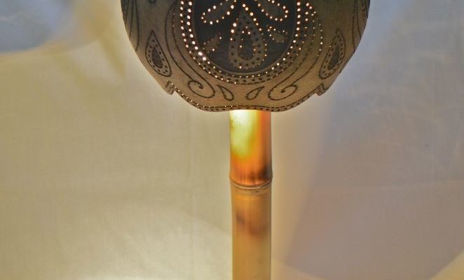 lampada cocco e bambù h.60