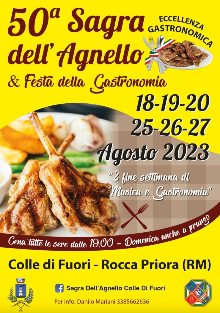 ROCCA PRIORA (RM): Sagra dell'Agnello e Festa della Gastronomia 2023